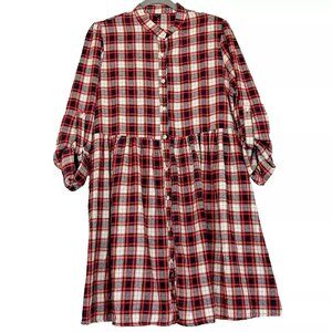 Baby Doll Plaid Flannel Button Down Dress size L